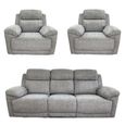 Owen Electric Recliner Sofa Set - Grey Fabric - 3+1+1 Seater