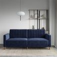 Pinto Tufted Transitional Futon Velvet Fabric 2 Seater Sofa Bed - 2164659UK