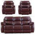Rivoli Recliner Sofa Set - Burgundy Leather - 3+1+1 Seater