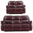 Rivoli Recliner Sofa Set - Burgundy Leather - 3+2 Seater