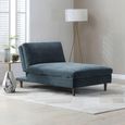 Scott Sofa Bed - Eryx Chenille Navy Blue Fabric - Chaise
