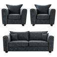 Serena Sofa Set - Charcoal Black Fabric - 3+1+1 Seater