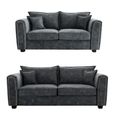Serena Sofa Set - Charcoal Black Fabric - 3+2 Seater