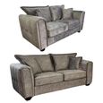 Serena Sofa Set - Mocha Brown Fabric - 3+2 Seater