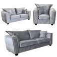 Serena Sofa Set - Silver Grey Fabric - 3+2+1 Seater
