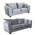 Serena Sofa Set - Silver Grey Fabric - 3+2 Seater
