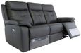 Sophia Charcoal Leather 3 Seater Electric Recliner Sofa