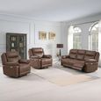 Torino Manual Recliner Sofa Set - Chestnut Faux Leather - 3+1+1 Seater