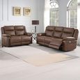 Torino Manual Recliner Sofa Set - Chestnut Faux Leather - 3+2 Seater