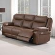 Torino Manual Recliner Sofa - Chestnut Faux Leather - 3 Seater