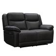 Torino Manual Recliner Sofa - Grey Pewter Faux Leather - 2 Seater