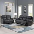 Torino Manual Recliner Sofa Set - Grey Pewter Faux Leather - 3+2 Seater