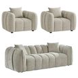 Venice Sofa Set - Beige Fabric - 3+1+1 Seater