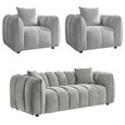 Venice Sofa Set - Grey Fabric - 3+1+1 Seater