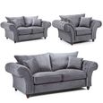 Windsor Sofa Set - Grey Fabric - Fullback - 3+2+1 Seater