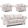 Windsor Sofa Set - Stone Fabric - Fullback - 3+1+1 Seater