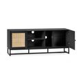 Padstow TV Unit - 150cm - Black and Rattan