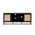 Padstow TV Unit - 150cm - Black and Rattan