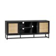 Padstow TV Unit - 150cm - Black and Rattan