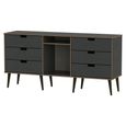 Shanghai TV Unit - 150cm - Black Wooden Legs - Graphite