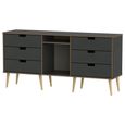 Shanghai TV Unit - 150cm - Natural Wooden Legs - Graphite