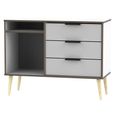Hong Kong TV Unit - 95cm - with Wooden Legs - Grey and White