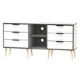 Hong Kong TV Unit - 150cm - with Wooden Legs - White