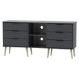 Hong Kong TV Unit - 150cm - with Natural Wooden Legs - Graphite