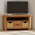Salisbury Premium Corner TV Unit - 1 Drawer - with Baskets - Oak