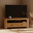 Curve Corner TV Unit - 2 Drawer - Oak