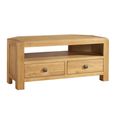 Curve Corner TV Unit - 2 Drawer - Oak