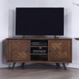 Nevada Corner TV Unit - 2 Door - Parquet Style Wood