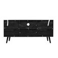 Noah Small TV Unit - 100cm - Black and Rattan