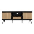 Noah TV Unit - 150cm - Black and Rattan