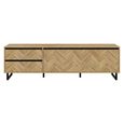 Chevron TV Unit - 1 Door - 2 Drawer - 186.4cm - Large - Oak