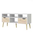 Oslo TV Unit - 2 Drawer - 117cm - White and Oak