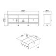 Barcelona TV Unit - 3 Drawer - 151.4cm - Jackson Hickory Oak