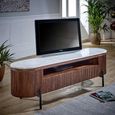 Opal Fluted TV Unit - 170cm - White Marble Top - Mango Wood