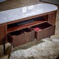 Opal Fluted TV Unit - 140cm - White Marble Top - Mango Wood