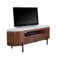 Opal Fluted TV Unit - 140cm - White Marble Top - Mango Wood