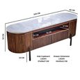 Opal Fluted TV Unit - 140cm - White Marble Top - Mango Wood