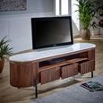 Opal Fluted TV Unit - 170cm - White Marble Top - Mango Wood