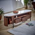 Opal Fluted TV Unit - 170cm - White Marble Top - Mango Wood