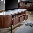 Opal Fluted TV Unit - 170cm - White Marble Top - Mango Wood