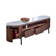 Opal Fluted TV Unit - 170cm - White Marble Top - Mango Wood