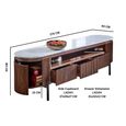 Opal Fluted TV Unit - 170cm - White Marble Top - Mango Wood