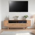 Valencia TV Unit - 152cm - Curved - Natural Rattan and Mango Wood