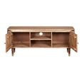 Wilton TV Unit - 145cm - Ribbed - Gold Trim - Acacia Wood