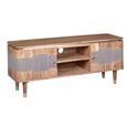 Wilton TV Unit - 145cm - Ribbed - Gold Trim - Acacia Wood