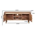 Wilton TV Unit - 145cm - Ribbed - Gold Trim - Acacia Wood